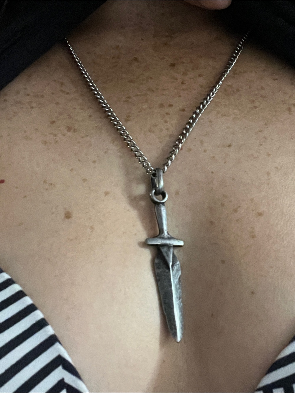 Unisex Brutalist Dagger Necklace - Reversible Pendant😍